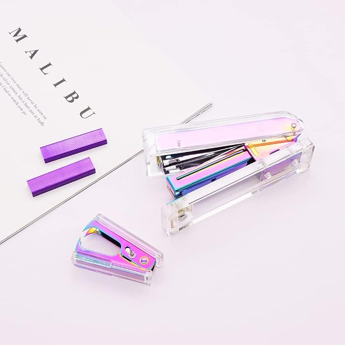 Clear Acrylic Rainbow Stapler Colorful Desktop Staplers - Image 5