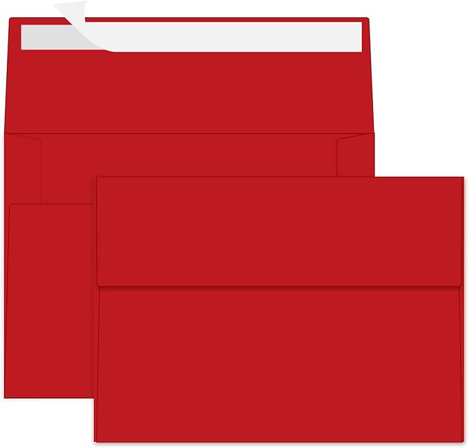 100 Packs Red 5x7 Envelopes, A7 Envelopes by Ouzoustate