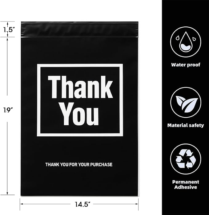 POLYSELLS Thank You Poly Mailers 14.5x19 inches 50 Pcs Waterproof Self-Sealing - Image 2