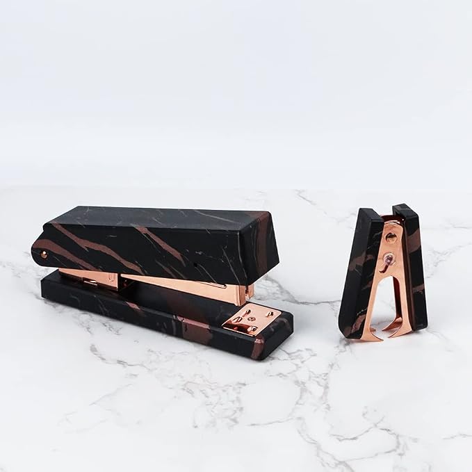1PC Marble Black Rose Gold Staples Remover Acrylic Luxury Rose Gold Metal Body - Image 5