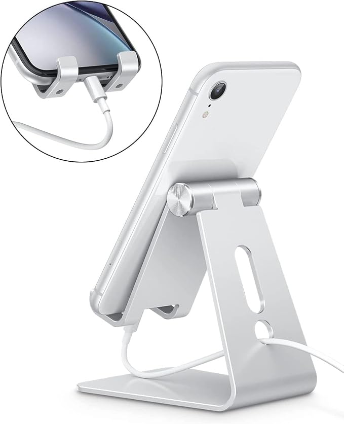 Adjustable Cell Phone Stand, OMOTON Aluminum Desktop Cellphone Stand - Image 5