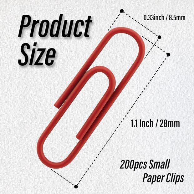 200 Pack Red Vinyl Coated Paper Clips, 1.1 Inch / 28mm Small Office School Home - Image 3