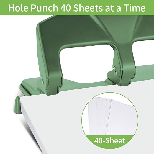 AFMAT 3 Hole Punch Heavy Duty, 40-Sheet Three Hole Punch, 50% Reduced Effort - Image 2