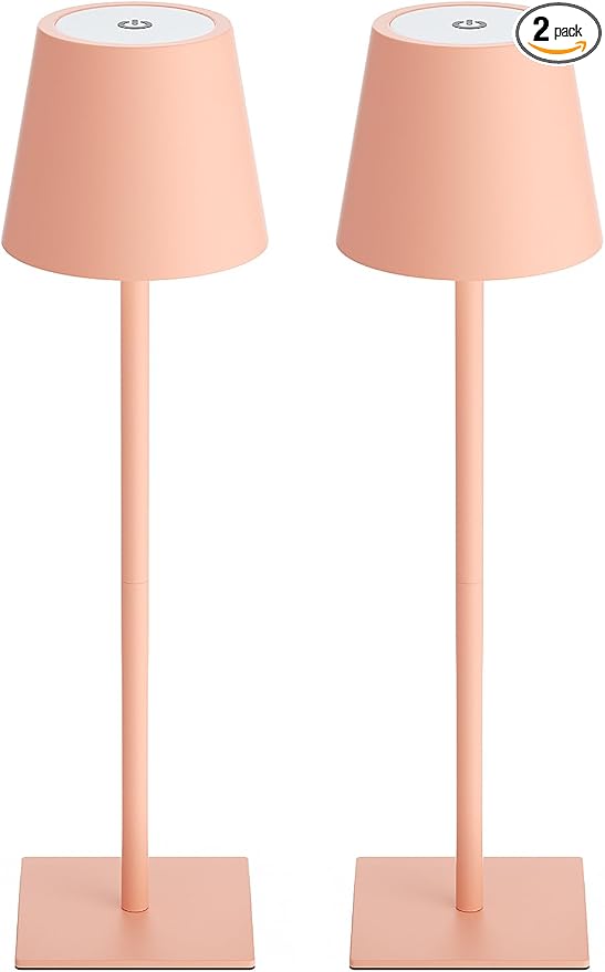 Kakanuo Pink Cordless Rechargeable Table Lamp 5000mAh Battery Operated Lamps by KakanuoLightings