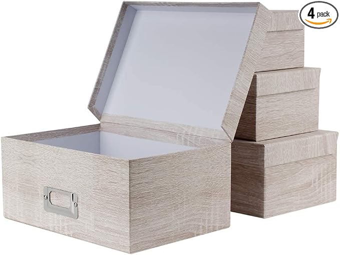 Briful Photo Boxes with Lids - 4 in 1 Set Waterproof Storage Boxes with Handles by Briful