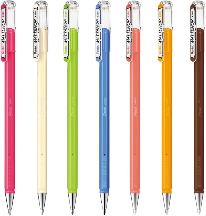 Pentel Matte Hop Sweet Color Ballpoint Pen, 7 Colors, K110-V7STB - Image 3