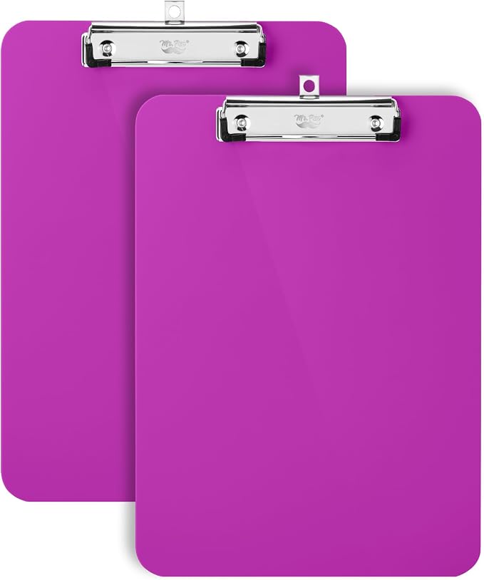 Mr. Pen- Plastic Clipboard, 12.5" x 9", 2 Pack | Plush Purple Clipboard Plastic by MrPen