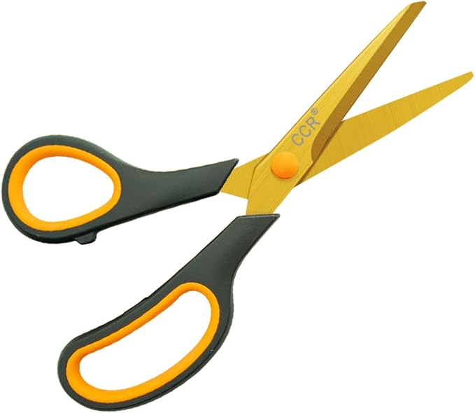 CCR Scissors 8 Inch Soft Comfort-Grip Handles Sharp Titanium Coating Blades - Image 2
