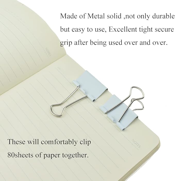 HAHIYO Binder Clips Paper Clamps Spring Steel Sturdy Medium 1.26 inches Width - Image 6
