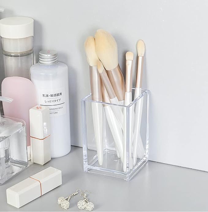 HSYMQ 2 Pack Clear Acrylic Pencil Pen Holder Cup, Makeup Brush Holder Acrylic - Image 8