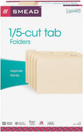 Smead File Folder, 1/5-Cut Tab, Legal Size, 100 Per Box by SMEAD