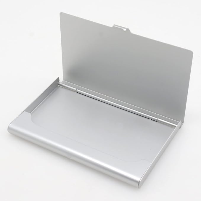 Pack of 2 Silver Metal Business Card Holder, Aluminum Alloy Business Card Case - Image 9