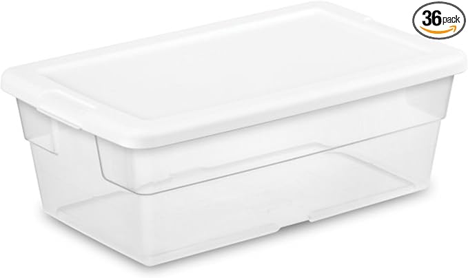 Sterilite 36-Pack 6 Quart Storage Box, Stackable Clear Plastic Bins by Sterilite