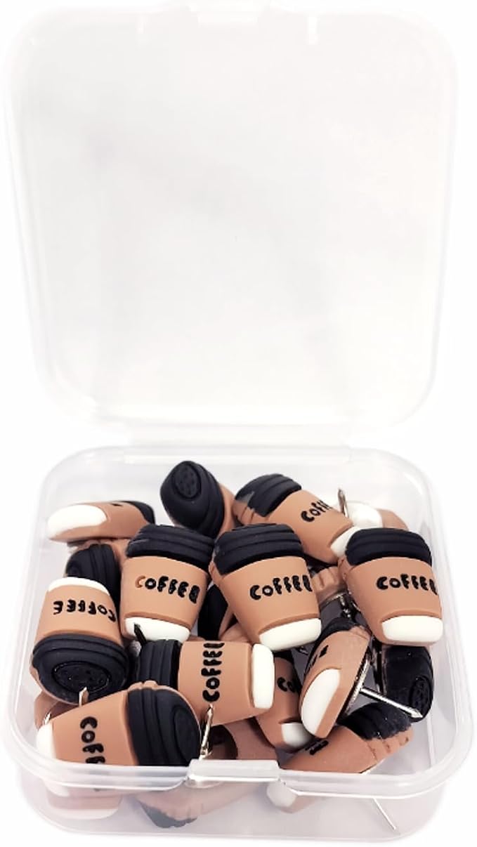 20 Pcs Coffee Cup Printed Decorative Push Pins by FHXHJJUS