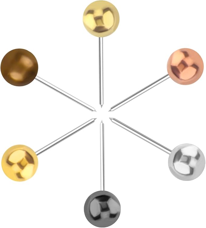 Push Pins Map Tacks 1/8-Inch Metallic Color Beads Head Marking Pins, 6 Colors - Image 4
