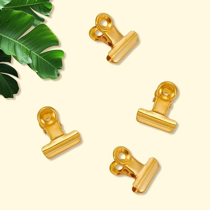 CRASPIRE 35Pcs Gold Bulldog Clips Binder Stainless Steel Metal Hinge Mini Clips - Image 7