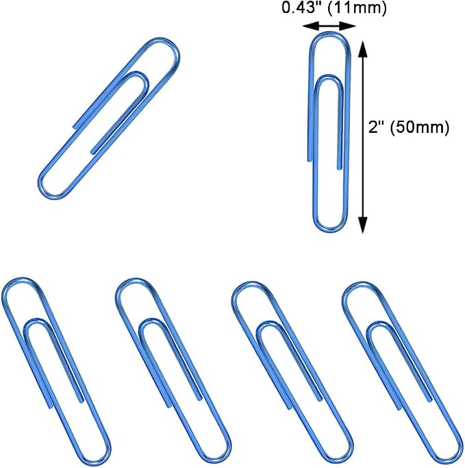 Vinaco Blue Jumbo Paper Clips, 100 Pack, 2 Inch, Durable & Rust Resistant - Image 2