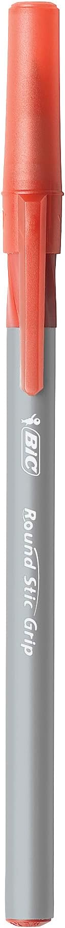 BIC Round Stic Grip Xtra Comfort Red Ballpoint Pens, Medium Point, Excellent - Image 4