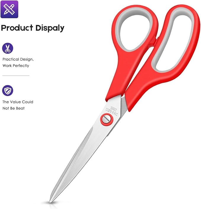 Scissors Bulk Set of 6-Pack, Taotree 8"Scissors All Purpose Heavy Duty | Sharp - Image 3