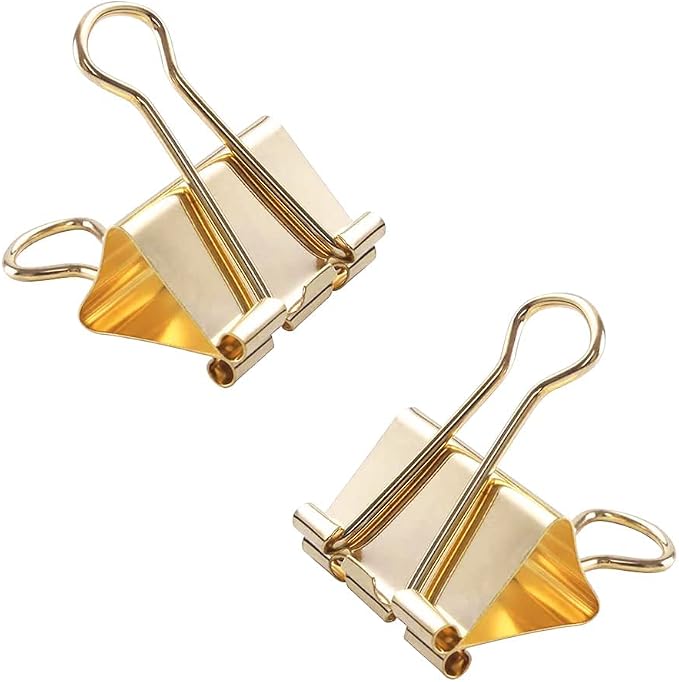 Medium Binder Clips Width 1.25 Inch Capacity 0.6 Inch Gold 24 PCS, Binder Clips - Image 4