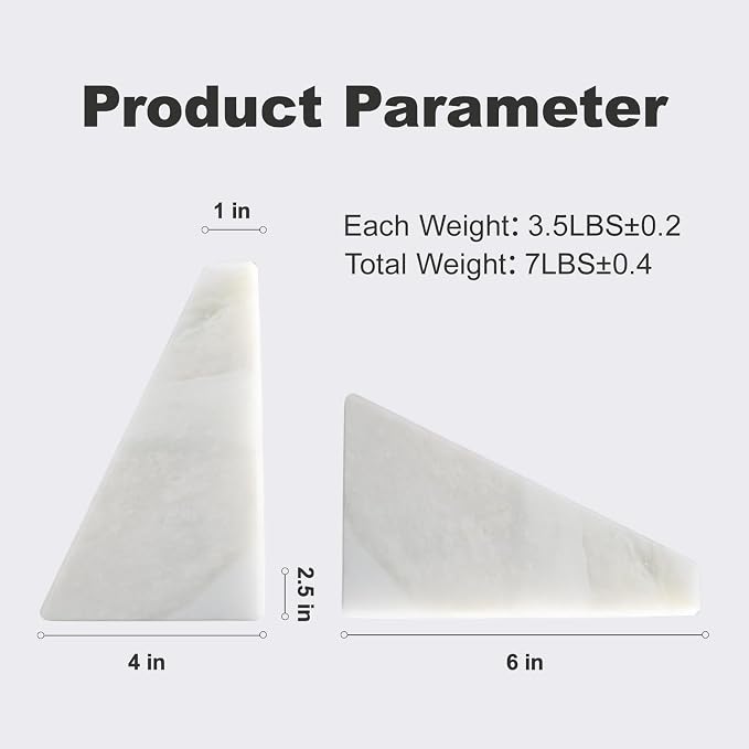 Karibiber Marble Book Ends, Non-Skid Bookends - Image 3