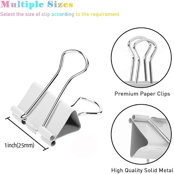 Binder Clips Width 1 Inch Capacity 0.47 Inch White 36 PCS - Image 2
