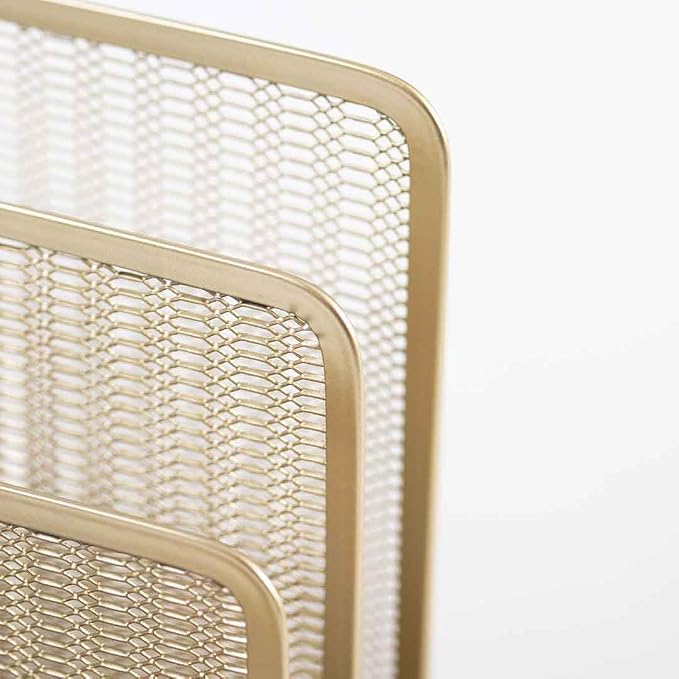 BLU MONACO | Gold Metal Mesh Mail Sorter Organizer Countertop | Paper Sorter - Image 6