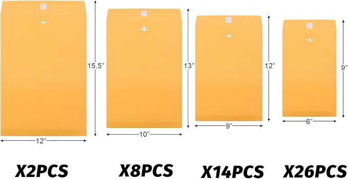 Frienda 4 Sizes Clasp Envelopes Kraft Paper Catalog Clasp Envelope - Image 2