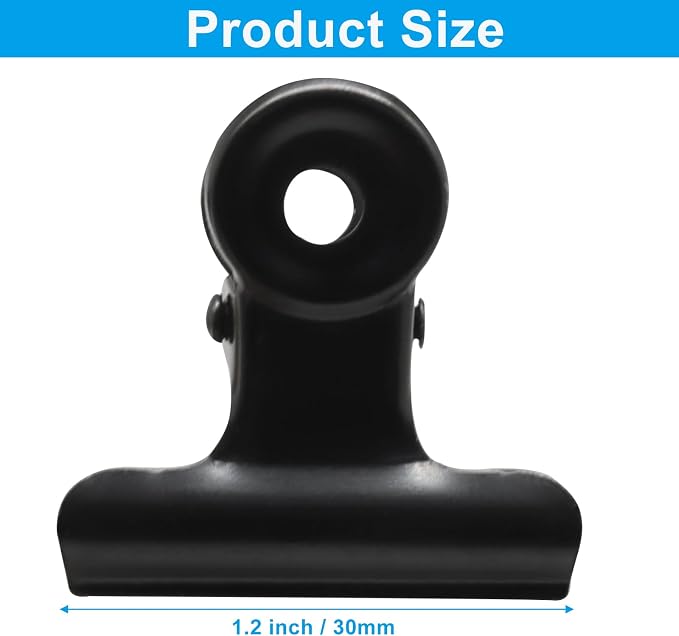 Bonsicoky 30 Pack Black Bulldog Clips, 1.2 inch / 30mm Mini Metal Hinge Clips - Image 3