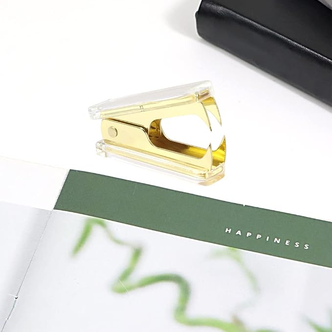 1PC Clear Yellow Gold Staples Remover Acrylic Luxury Yellow Golden Metal Body - Image 6