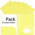 Yellow Folders with Pockets 7 Pack, 2 Pocket Folders Fit Letter Size 8.5x11 by Unknown