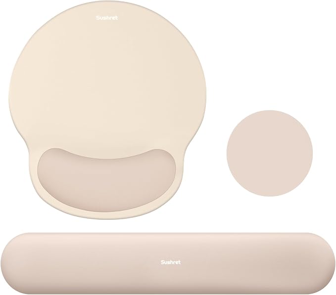 Sushret Mouse Pad and Keyboard Wrist Rest, 3-in-1 Gel Memory Foam Ergonomic by Sushret