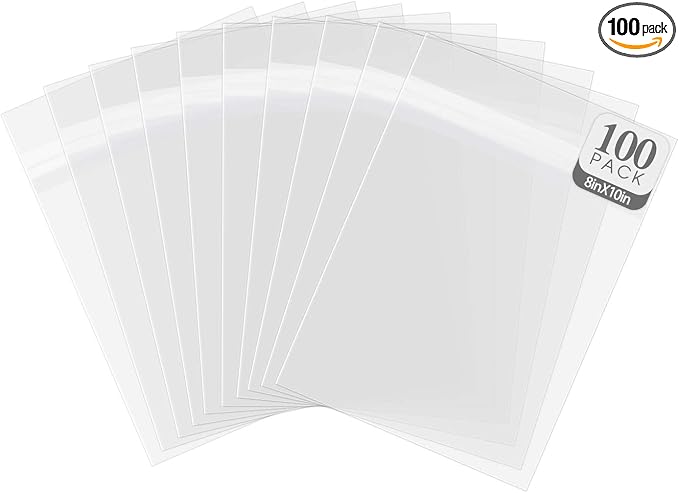 Golden State Art, Acid-Free 8 3/8x 10 1/8 inches Crystal Clear Sleeves Storage by GoldenStateArt