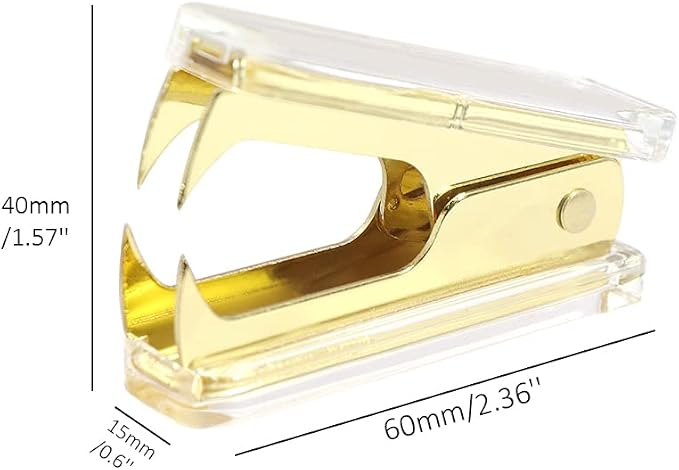 1PC Clear Yellow Gold Staples Remover Acrylic Luxury Yellow Golden Metal Body - Image 2