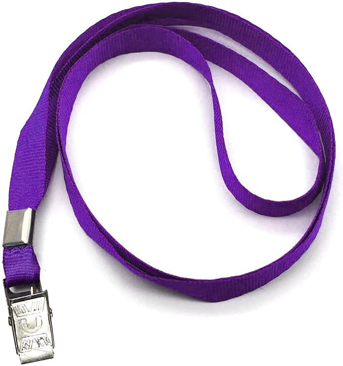 Beebel Purple Lanyards 100 Pack Nylon Flat Badge Lanyard - Image 7