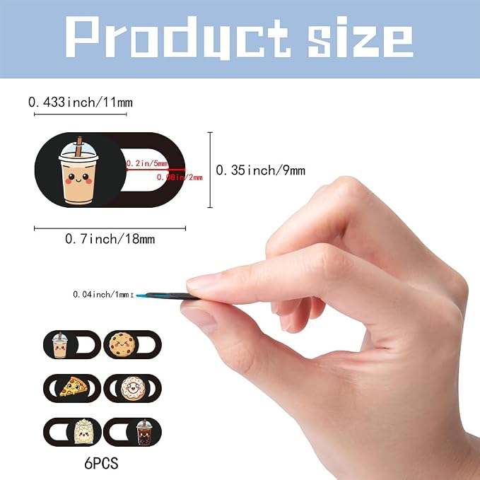 6Pcs 6 Styles Food Theme Camera Cover Slide Sticker 0.04 Inch Privacy Guard - Image 2