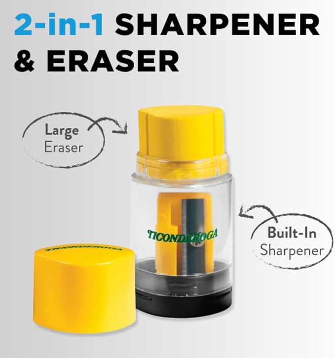 Ticonderoga Duo 2-in-1 Sharpener & Eraser, 2.125" x 1.125" x 1", School Class - Image 6
