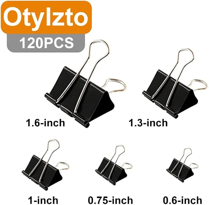 Otylzto 120Pcs Binder Clips Assorted Size, Office Clips - Image 2