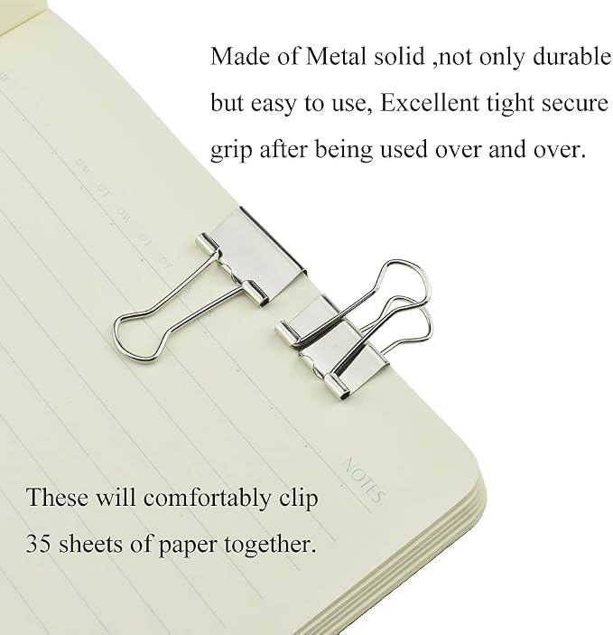 HAHIYO Binder Clips Paper Clamps Spring Steel Sturdy Small 0.75 inches Width - Image 6