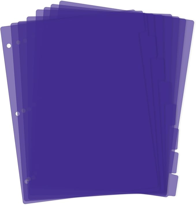 Dark Purple Binder Dividers, 8-Tab Sturdy Plastic Dividers, Binder Divider by KALIONE