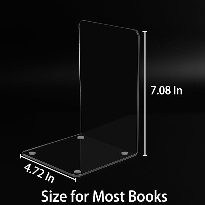 Adwikoso Clear Acrylic Book Ends, Non-Slip Book Holder Stand, Decorative Book - Image 8