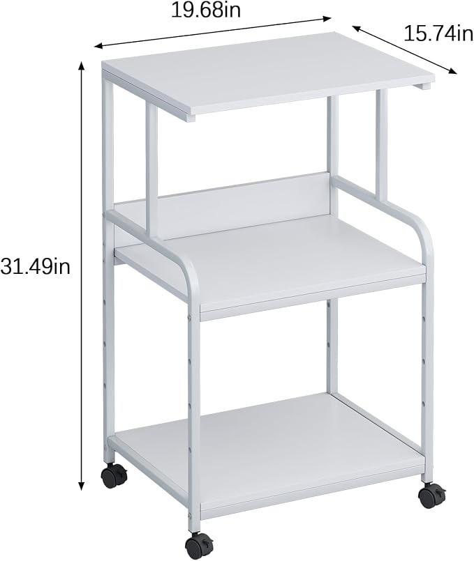 Arbuxzuy Printer Stand with Storage Shelf, 3 Tier Printer Cart with Wheels - Image 3