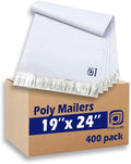 POLYSELLS 400 pcs 19x24 Inches White x Silver Poly Mailers Shipping Envelopes by POLYSELLS
