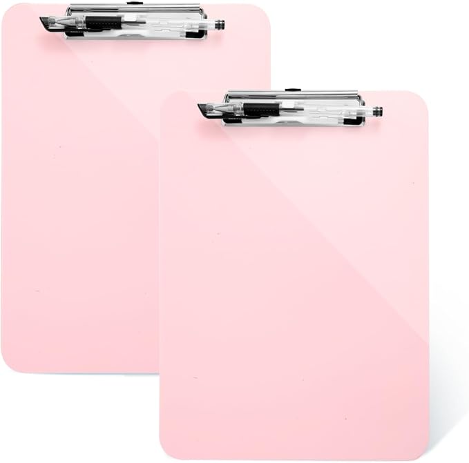 2 Pack Pink A4 Clipboard with Pen Holder, Standard Letter Size, Heavy Duty Clip by TFDLCGzm