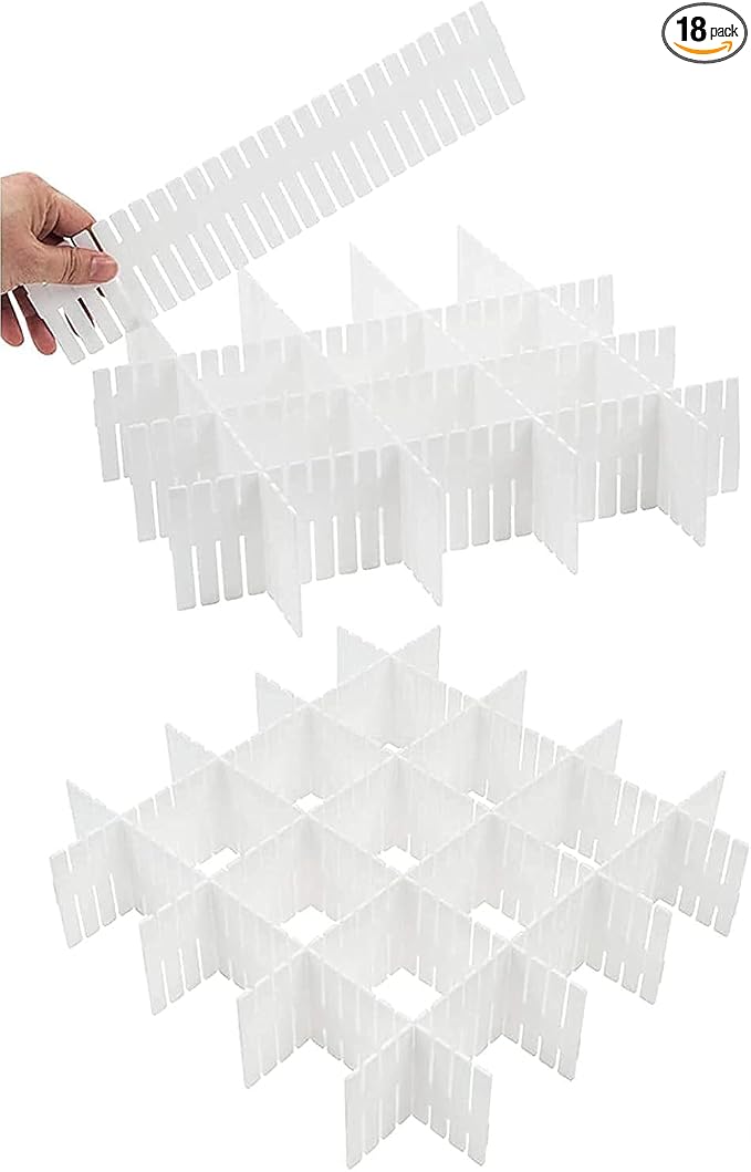18Pcs Drawer Dividers, Adjustable Drawer Organizer by Flytianmy