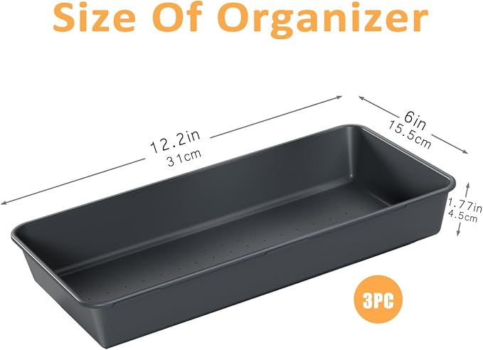 3PCS Large Plastic Drawer Organizer, Large-size Storage Bins, Organization and - Image 2