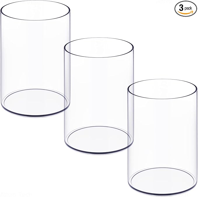 Stylish Clear Acrylic Desk Organizer Pen and Pencil Holders Set of 3, Round by NiOffice
