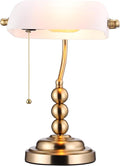 TORCHSTAR Ivory White Glass Bankers Desk Lamp by TORCHSTAR