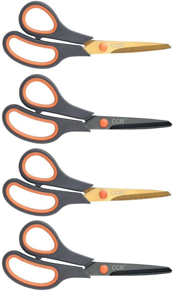 CCR Scissors 8 Inch Soft Comfort-Grip Handles Sharp Titanium Coating Blades - Image 8