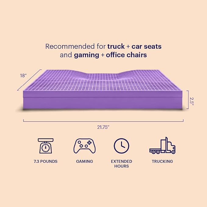Purple Ultimate Seat Cushion, Large 2.5 Inch Gel Seat Cushion | GelFlex Grid - Image 2